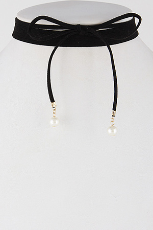 Ribbon Choker Necklace With Pearl Details 7ABD4